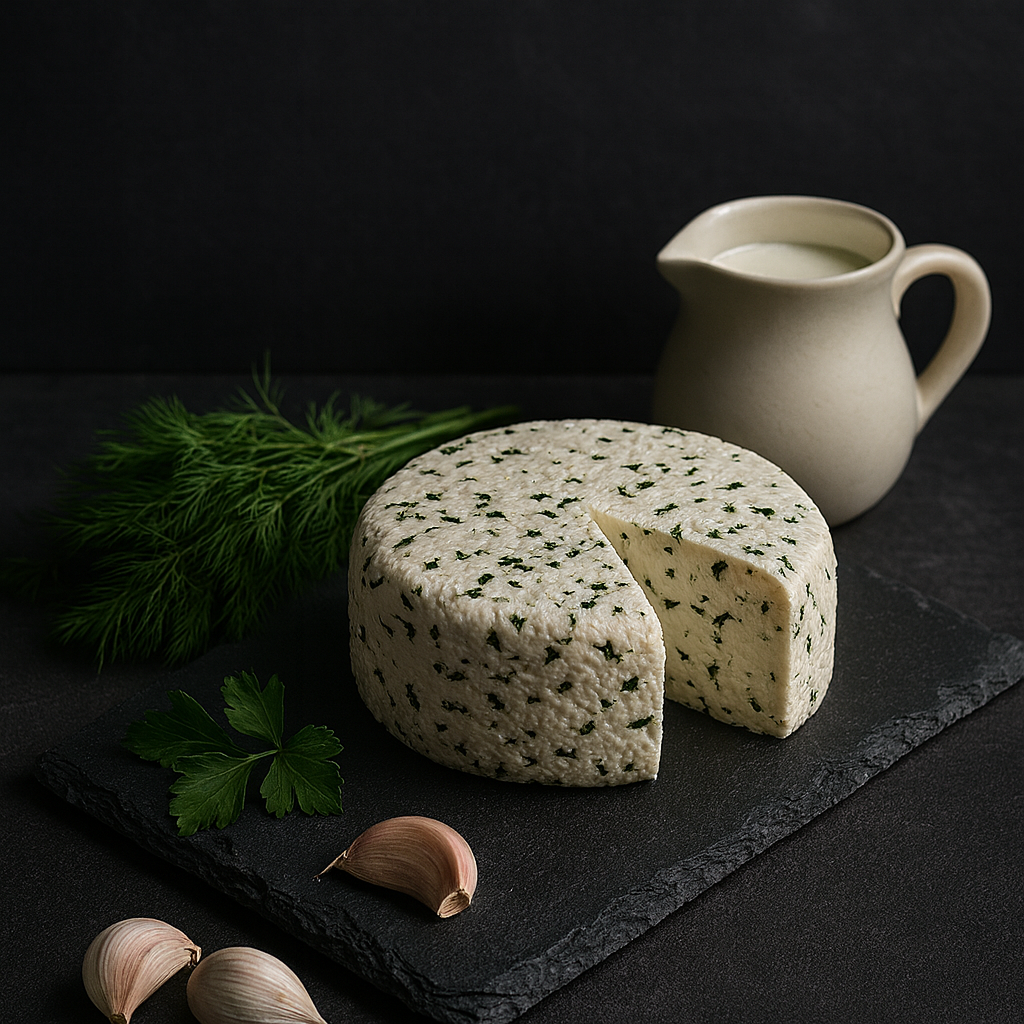 Adyghe cheese with herbs and garlic